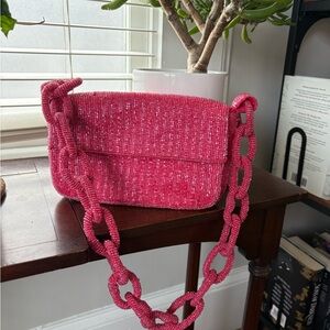 Pink Anthropologie Beaded Shoulder Bag